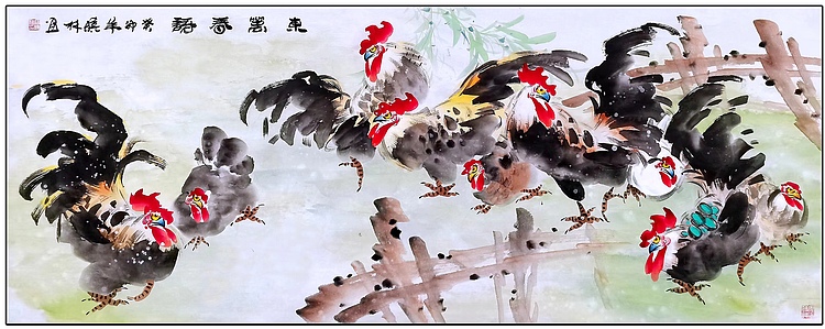 高晓林 （4452）国家一级美术师，江苏省美协会员小六尺《东篱春语》