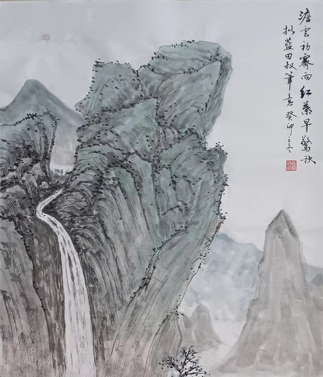 云海松涛 国画淡云初霁雨