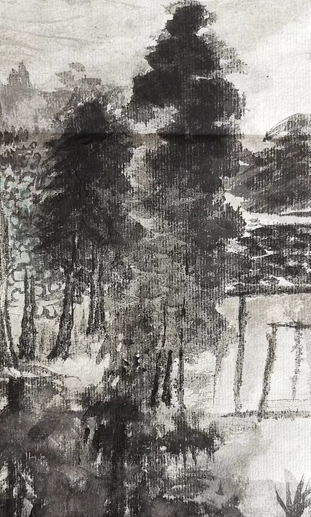 无 水墨淡彩山水