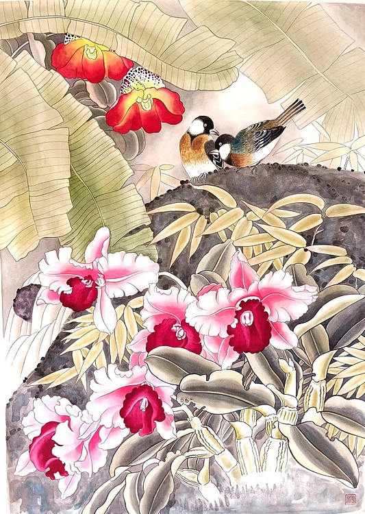 砚沐 林中景湖北美术学院艺术硕士李林国画作品