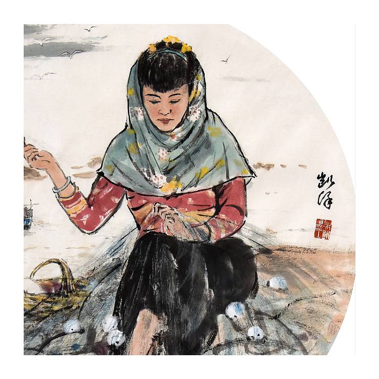 中国美术家协会会员· 谢凯泽《惠安女》人物 D59