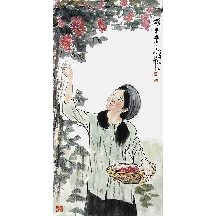 中国美术家协会会员&middot; 谢凯泽《硕果累累》人物 138 69
