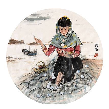 中国美术家协会会员· 谢凯泽《惠安女》人物 D59