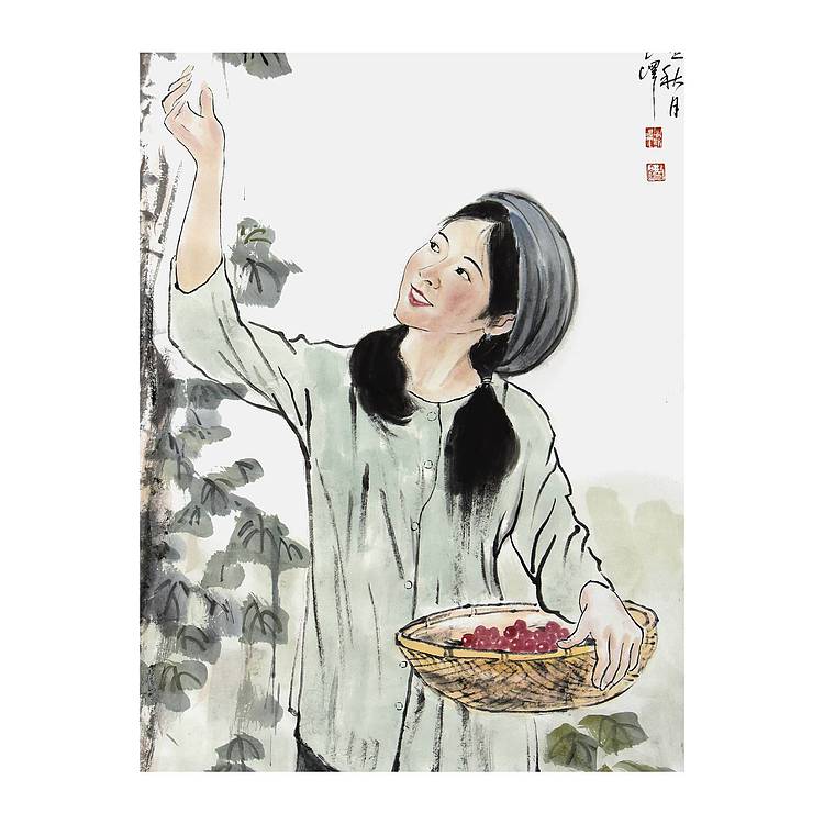 中国美术家协会会员&middot; 谢凯泽《硕果累累》人物 138 69