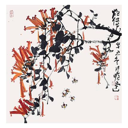 中美协、中书协会员 徐旷达《炮仗花朵朵》花鸟 68 70