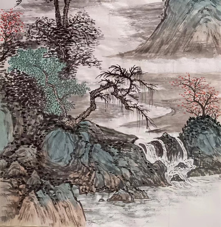 云海松涛 国画 青山绿水去无声
