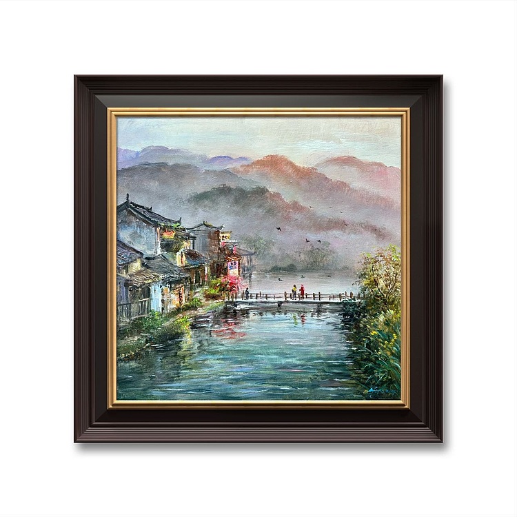 梁峰 山村晨雾