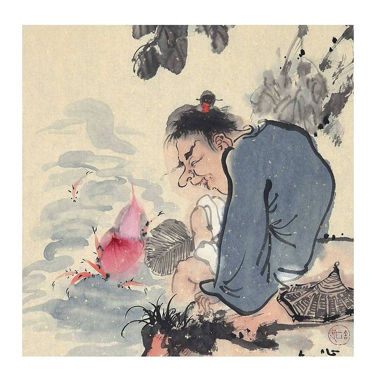河北美协会员·国家一级美术师 王亚峰《心闲临河知鱼乐》
