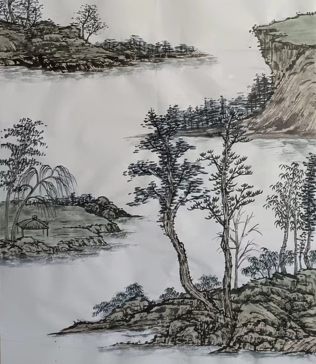 云海松涛 国画 江亭山色图