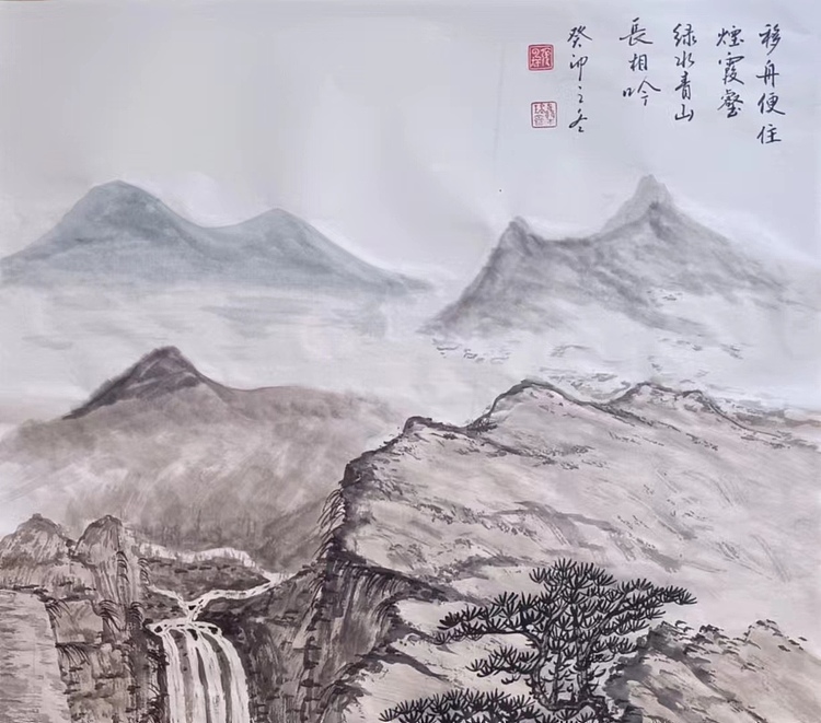云海松涛 仿古画青山绿水相对吟