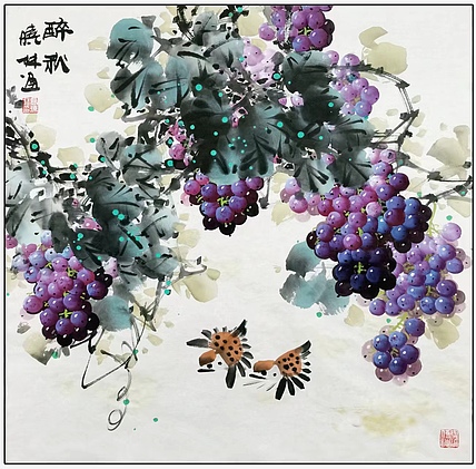 高晓林 （4471）国家一级美术师，江苏省美协会员，四尺斗方《醉秋》