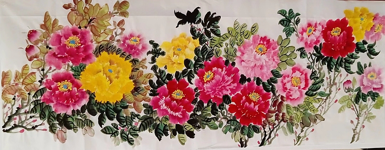 职业书画家 孟红 《花开富贵》或《富贵人家有牡丹》也可依据客户要求题款