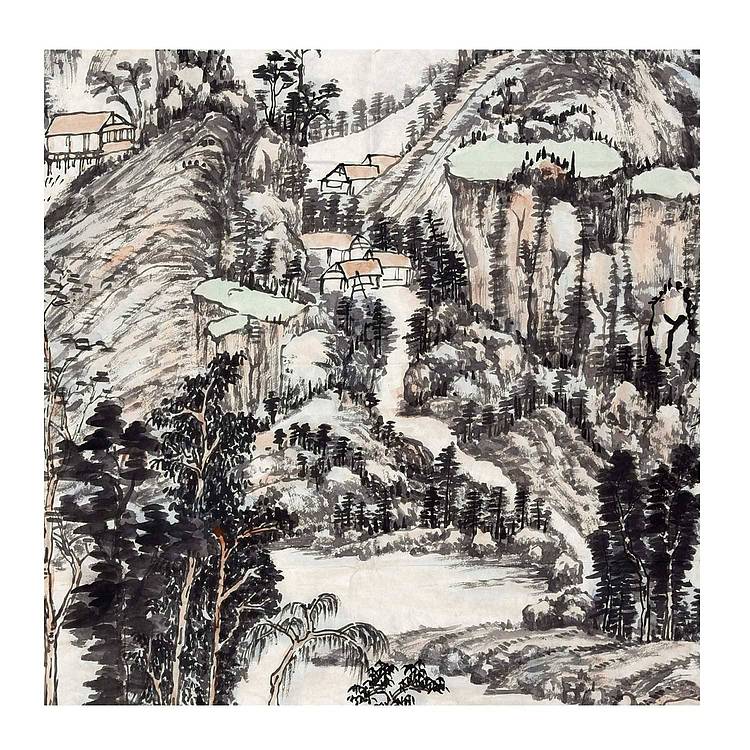 中美协会员 孙开林《暮色秋烟》山水 136 68