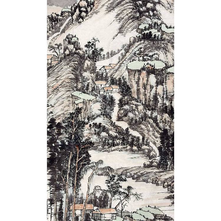 中美协会员 孙开林《暮色秋烟》山水 136 68