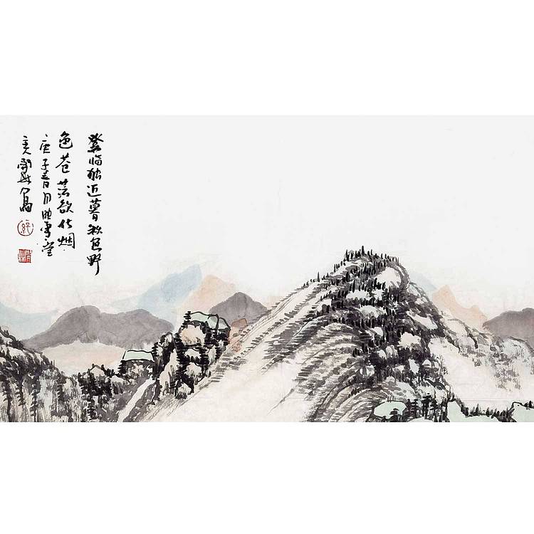 中美协会员 孙开林《暮色秋烟》山水 136 68