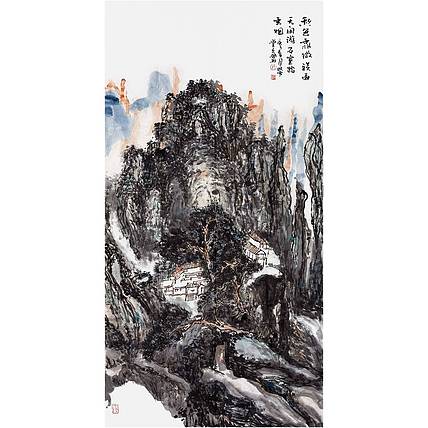 中美协会员 孙开林《秋山雨霁》山水 136 68