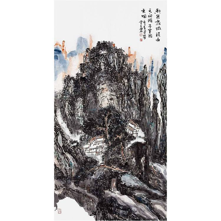 中美协会员 孙开林《秋山雨霁》山水 136 68
