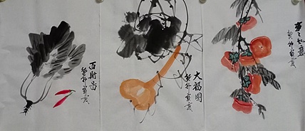 中国老年书画研究会会员 张宝霞 《百财图》《事事如意》《大福图》