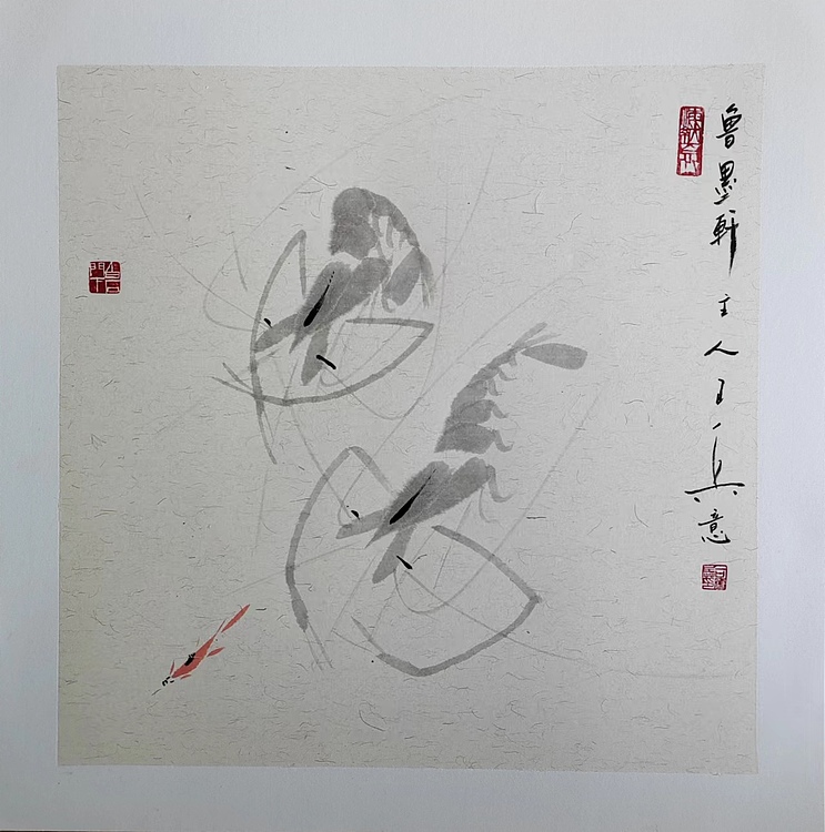 静心虾屋主人 中国书画家协会会员司卫兵（虾趣图）