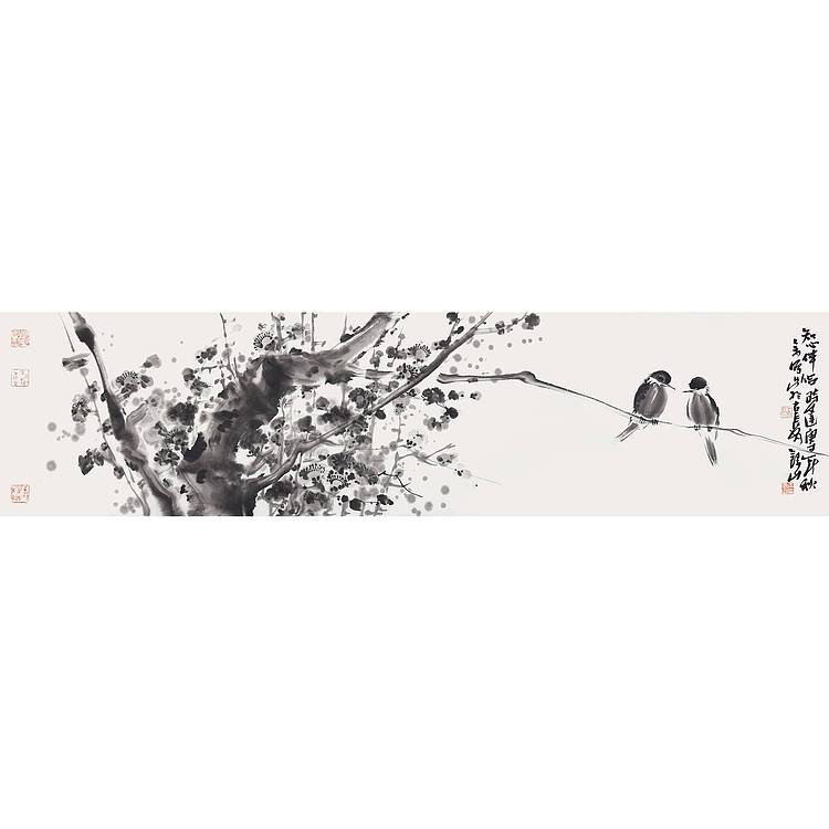 陕西省美协书协会员 王录山《知心伴侣》花鸟 138 35