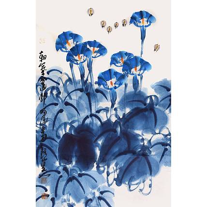 陕西省美协书协会员 王录山《朝气蓬勃》花鸟 69 45