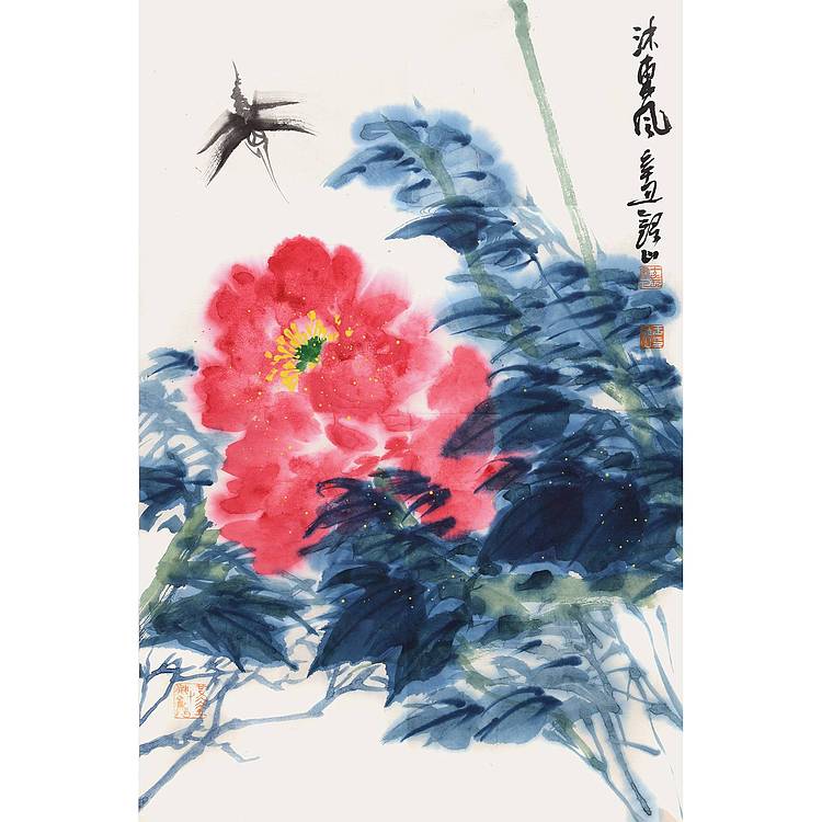 陕西省美协书协会员 王录山《沐东风》花鸟 70 46