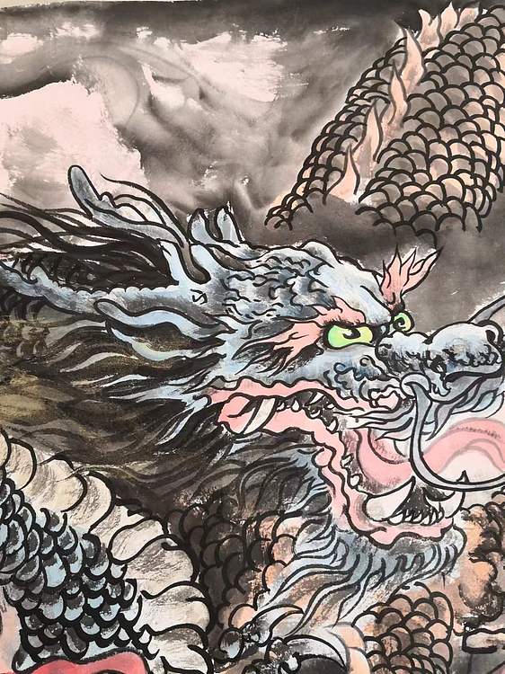 粟承志 九龙聚戏珠聚财风水图