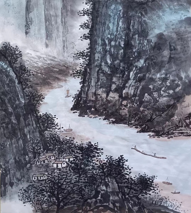 云海松涛 国画山水 千里江陵一日还