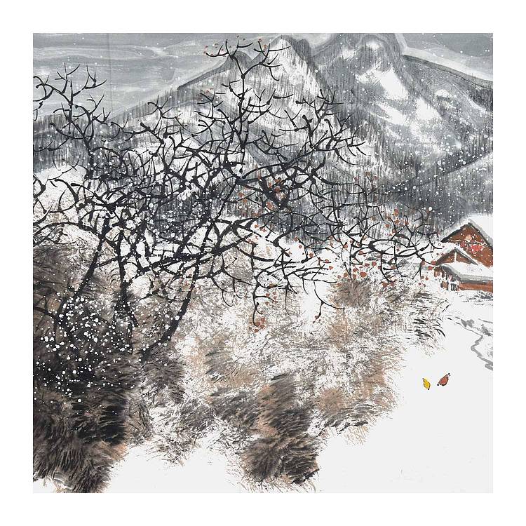 辽宁美协会员 孙云霖《 山村雪飞白》山水 137 69