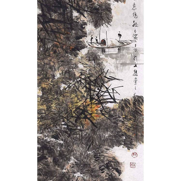 辽宁美协会员 孙云霖《 秋江晓月》山水 136 34