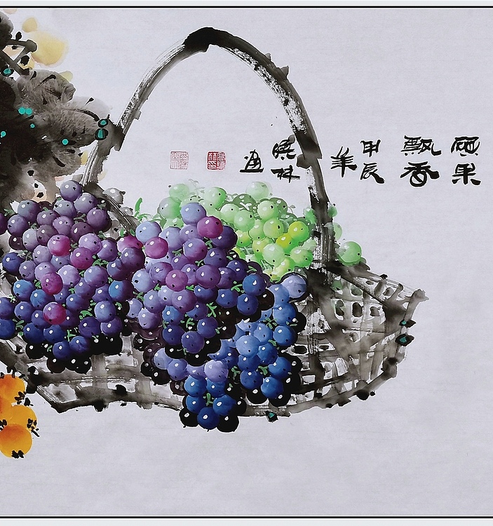 高晓林 （4540）国家一级美术师，江苏省美协会员，四尺《硕果飘香》