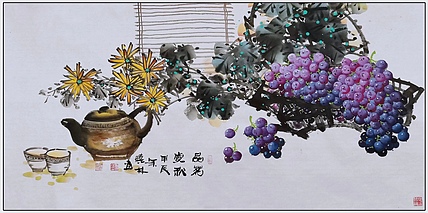 高晓林 （4542）国家一级美术师江苏省美协会员《品茗赏秋》
