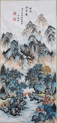 胡强 中华海峡国画研究会常务理事 特聘职业书画家 空靈 踏幽听溪鸣