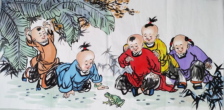 高兴 五福戏金蟾