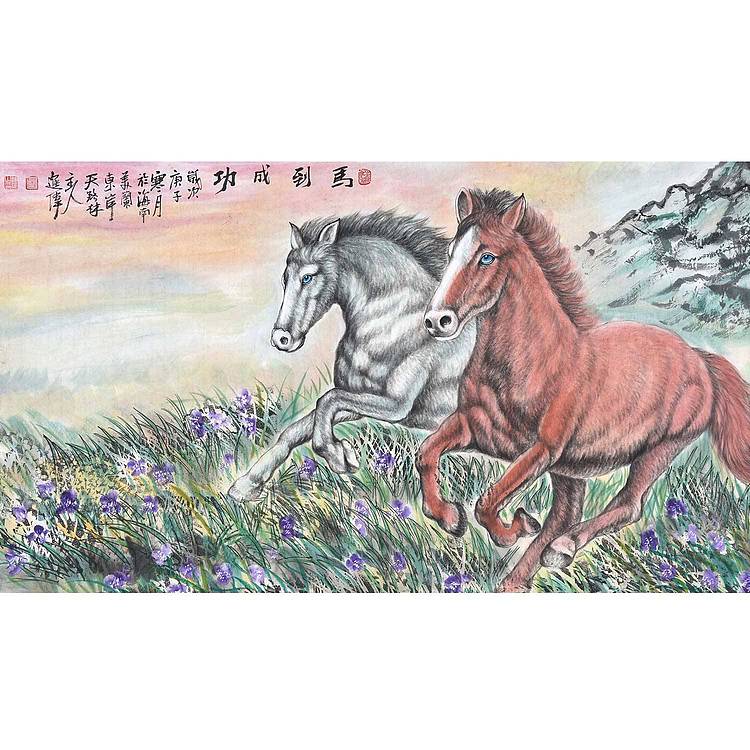 中美协会员海南美协理事工笔画学会理事 左进伟《马到成功》