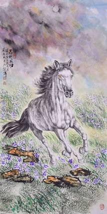 中美协会员海南美协理事工笔画学会理事 左进伟《马到成功》