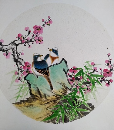 高兴 鸟语花香