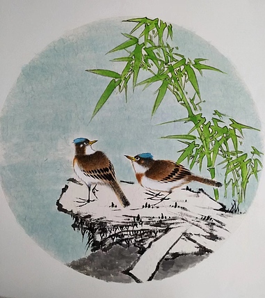 高兴 鸟语花香