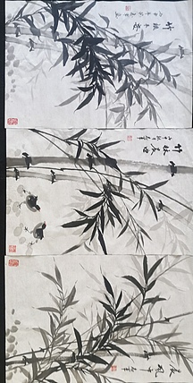 五谷丰登 墨竹三副