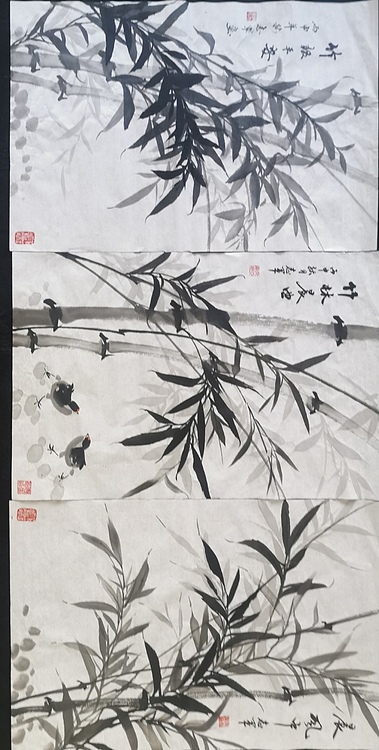 五谷丰登 墨竹三副