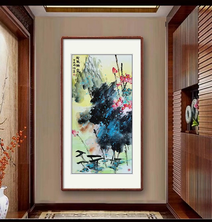 高晓林 （4584）国家一级美术师，江苏省美协会员，四尺中堂泼彩荷花