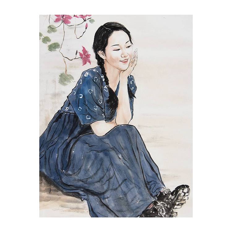 中国美术家协会会员 谢凯泽《醉花荫》人物 138 69