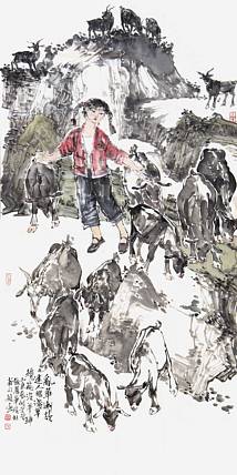 中美协会员，山东美协会员 张丽华《放羊女》人物 137 69