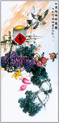高晓林 （4591）大尺幅中堂玄关画，国家一级美术师，江苏省美协会员