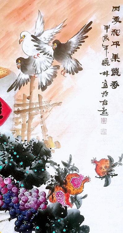 高晓林 （4590）大尺幅中堂玄关画，国家一级美术师，江苏省美协会员