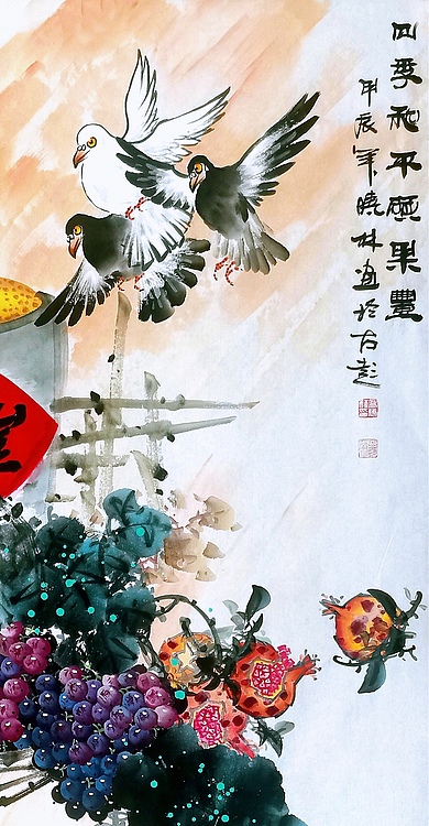 高晓林 （4591）大尺幅中堂玄关画，国家一级美术师，江苏省美协会员