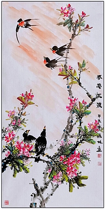 高晓林 （4598）国家一级美术师，江苏省美协会员，中堂《春意正浓》