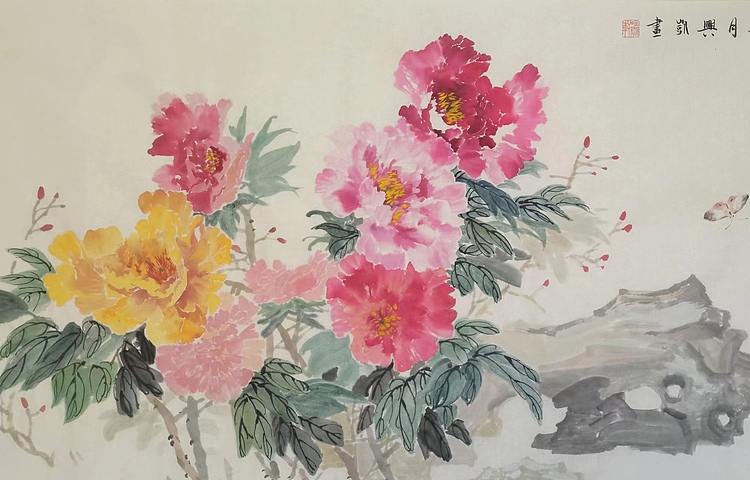 王兴凯 精品花鸟牡丹四尺整张