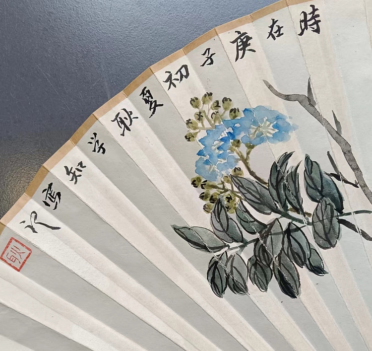 耿学知 非遗传承人手绘折扇