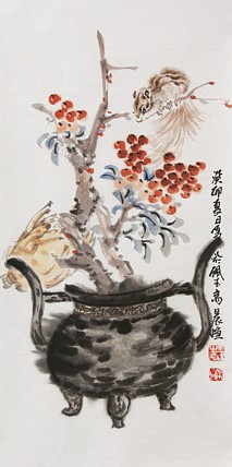 北京美术家协会会员 王鹏 精花鸟